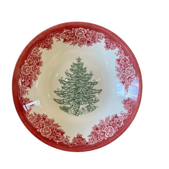 Royal Stafford CHRISTMAS TREE Porcelain Pasta Bowls 9" Red Green Set of 4 NEW - Picture 10 of 10